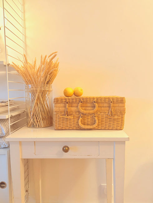 Valise en osier vintage "Clémentine"